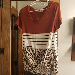 Women's Rust and Leopard Print Top